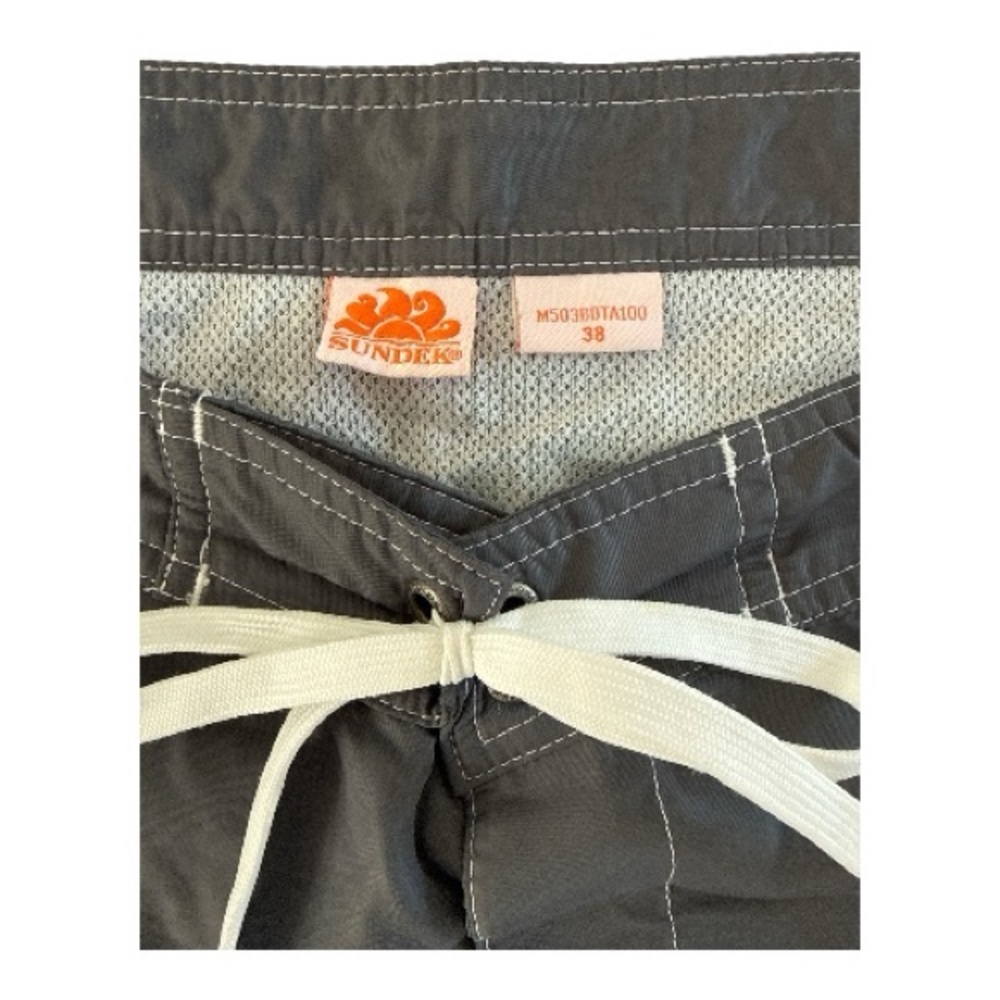 Sundek Men's Charcoal Gray Board Shorts with White Drawstring - Picture 3 of 3